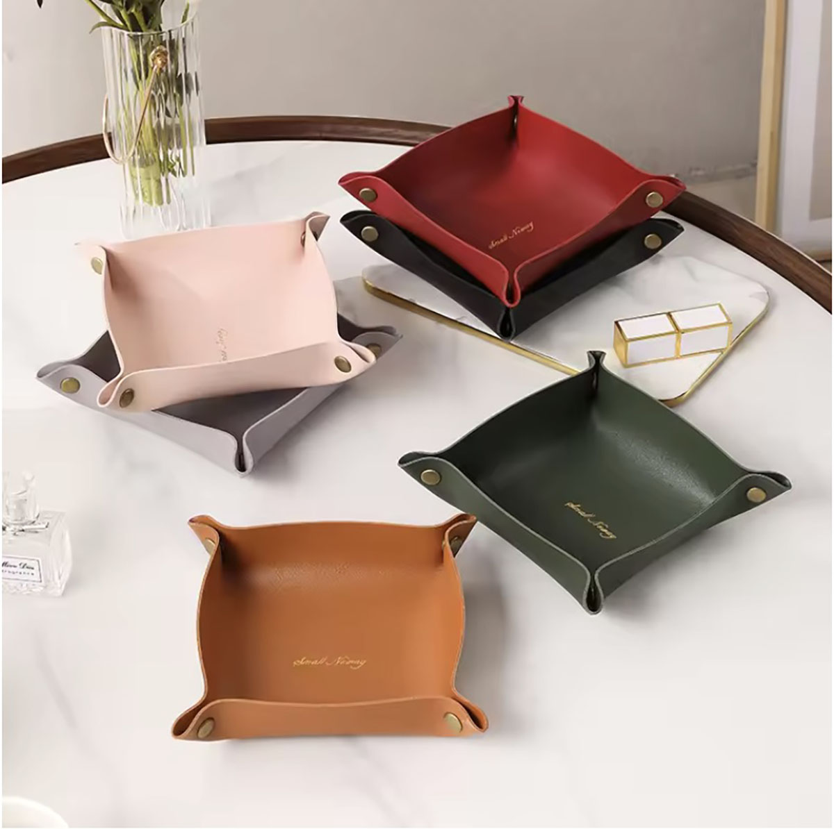 Home Decor Organizer - Plateau de rangement en cuir de