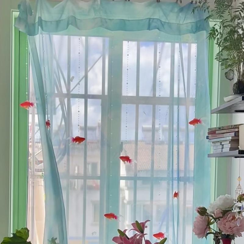 Home Decor Wall Panels - Voilage transparent bleu clair uni, rideau