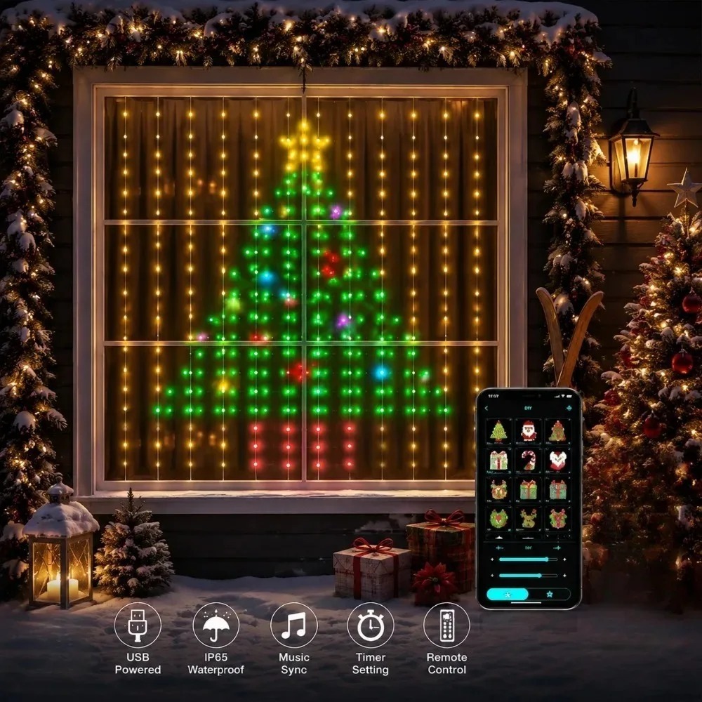Home Decor Diy - Rideaux lumineux à pixels LED, contrôle