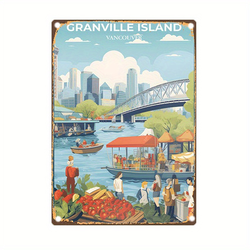 Home Decor Vancouver - Panneau en métal Granville Island Vancouver,