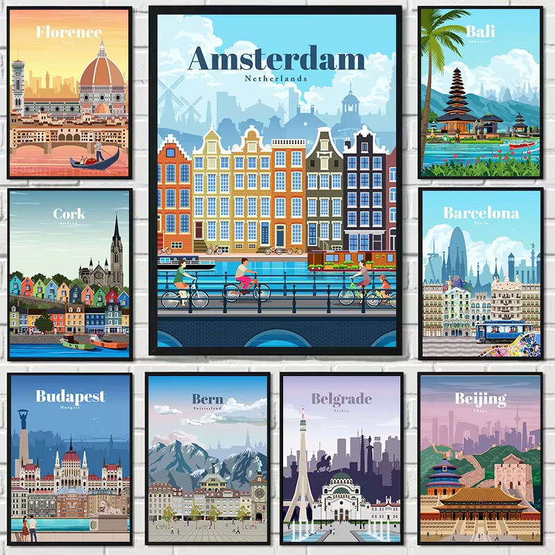 Home Decor Vancouver - Peinture au diamant Amsterdam Tokyo Londres