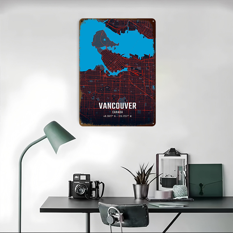 Affiche métallique Carte de la - Home Decor Vancouver avis et prix