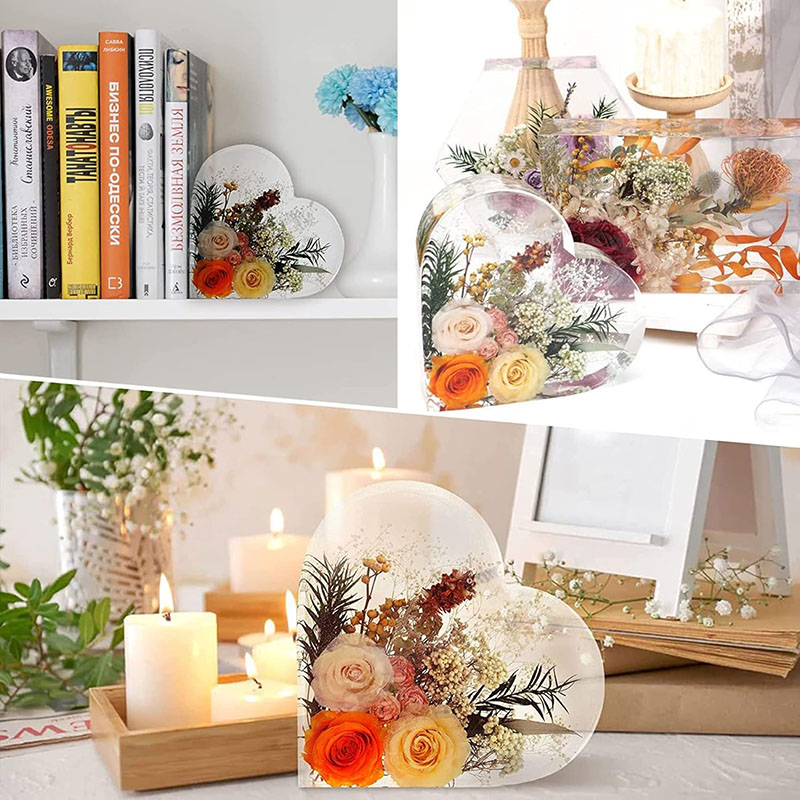 Grand cœur en résine époxy, mo - Dried Flower Bouquet avis et prix
