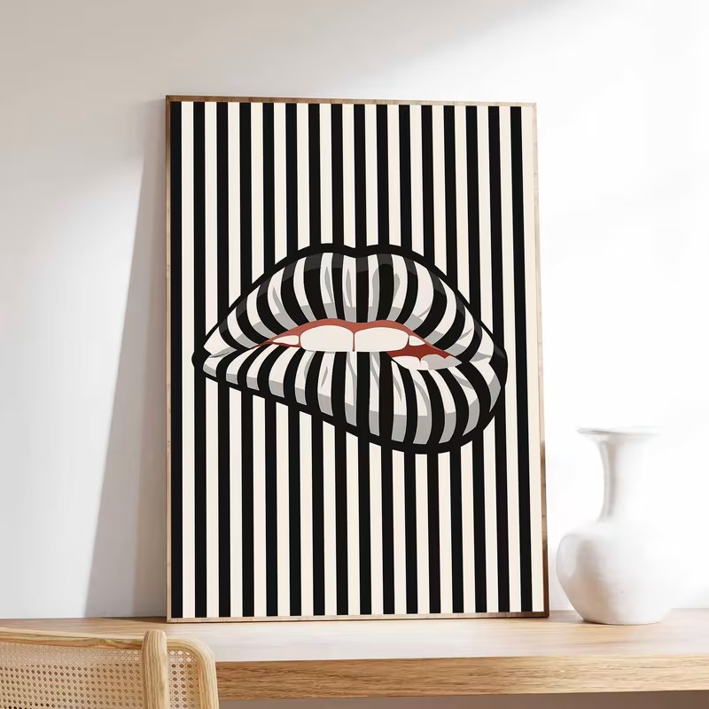 Affiche murale en toile rayée  - Home Decor Interior avis et prix